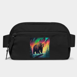 Brown Bear with Forest and Borealis, Colorful, Beautiful Bag