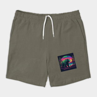 Brown Bear with Forest and Borealis, Colorful, Beautiful Shorts