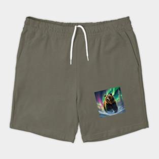 Brown Bear with Forest and Borealis, Colorful, Beautiful Shorts