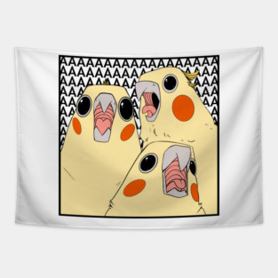 Cockatiels Screaming, Cute Funny Birds Tapestry