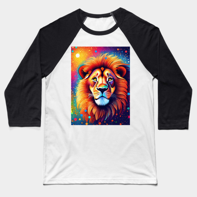 Beautiful Pointillism Painting of African Lion Baseball T-Shirt by BirdsnStuff