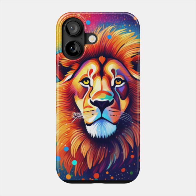 Beautiful Pointillism Painting of African Lion Phone Case by BirdsnStuff