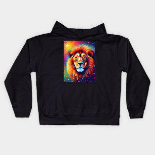Beautiful Pointillism Painting of African Lion Kids Hoodie