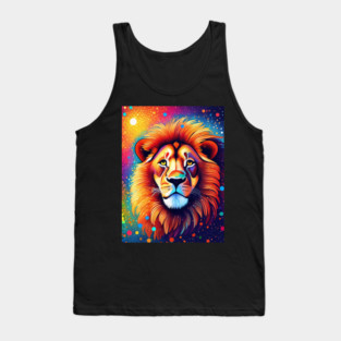 Beautiful Pointillism Painting of African Lion Tank Top