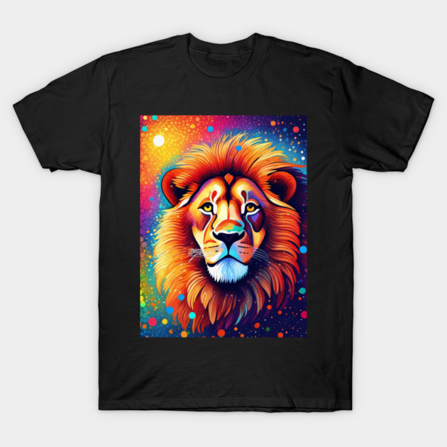 Beautiful Pointillism Painting of African Lion T-Shirt by BirdsnStuff