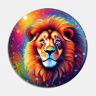 Beautiful Pointillism Painting of African Lion Pin