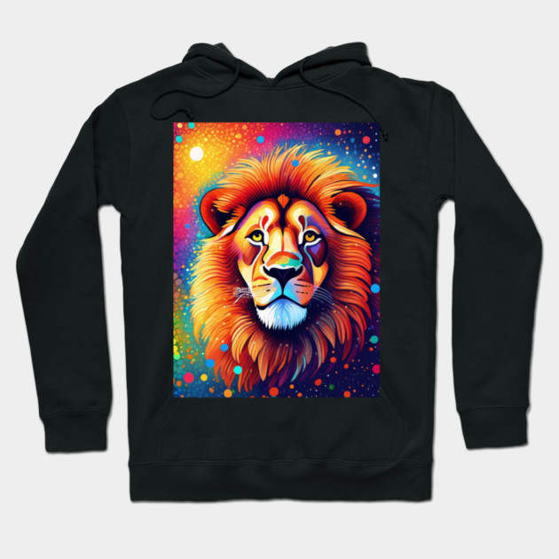 Beautiful Pointillism Painting of African Lion Hoodie by BirdsnStuff