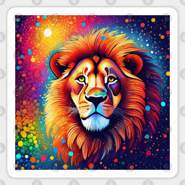 Beautiful Pointillism Painting of African Lion Sticker by BirdsnStuff