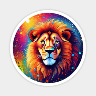Beautiful Pointillism Painting of African Lion Magnet