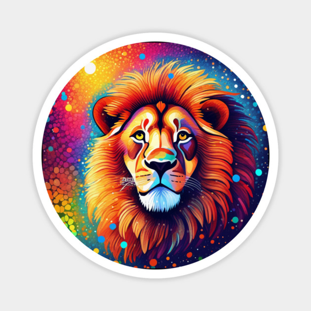 Beautiful Pointillism Painting of African Lion Magnet by BirdsnStuff