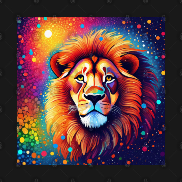 Beautiful Pointillism Painting of African Lion by BirdsnStuff