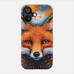 Red Fox, Pointillism Painting, Colorful Phone Case