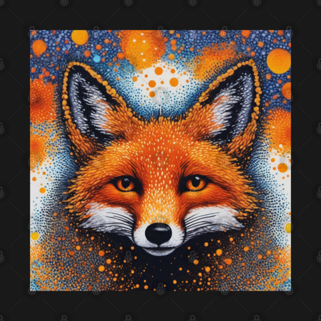 Red Fox, Pointillism Painting, Colorful by BirdsnStuff