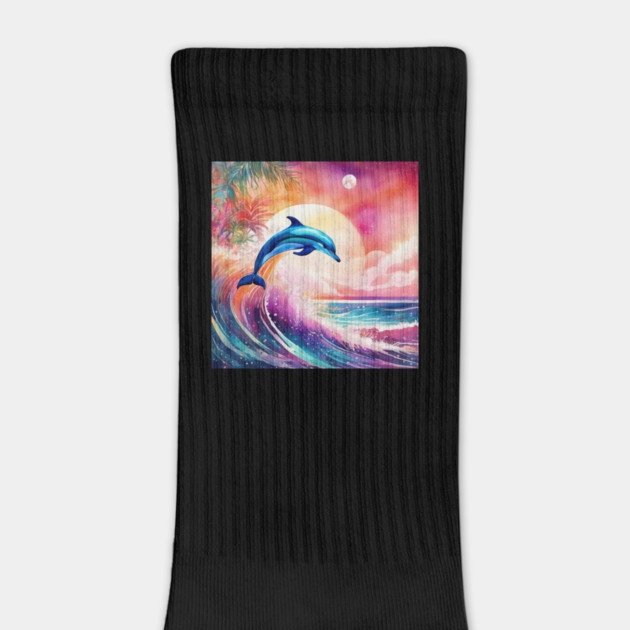 Dolphin Painting in Water Color, Beautiful, Colorful by BirdsnStuff