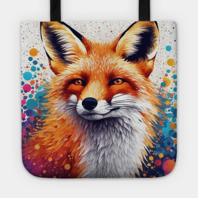 Red Fox, Pointillism Painting, Colorful, Beautiful Tote by BirdsnStuff