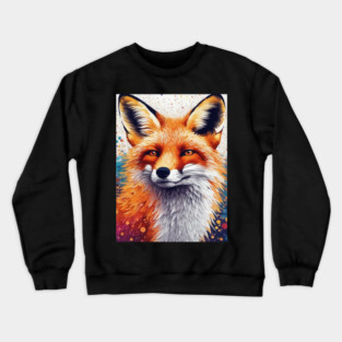 Red Fox, Pointillism Painting, Colorful, Beautiful Crewneck Sweatshirt