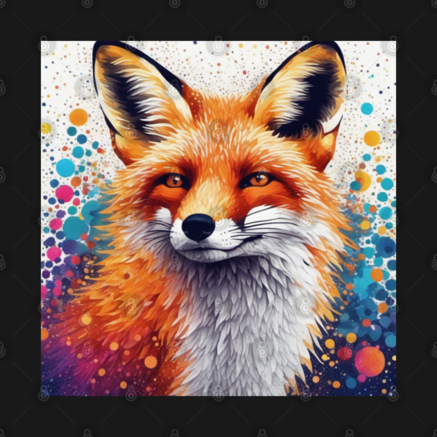 Red Fox, Pointillism Painting, Colorful, Beautiful by BirdsnStuff