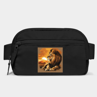African Lion on the Savannah, Sunny, Water Color Painting Bag