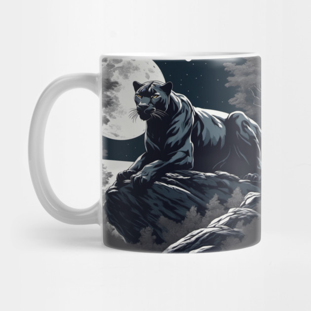 Black Panther Cat, Rock, Full Moon, Shadowy by BirdsnStuff