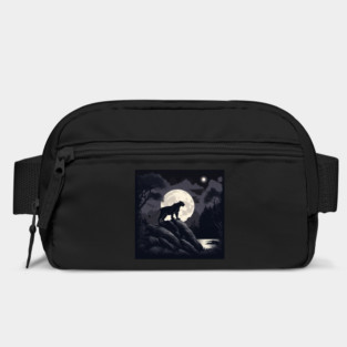 Black Panther Cat, Rock, Forest, Full Moon Bag