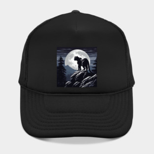 Black Panther Cat, Rock, Forest, Full Moon Hat