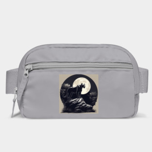 Black Panther Cat, Full Moon, On Rock, Shadowy Bag