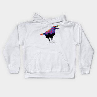 Rainbow Colorful Raven Kids Hoodie
