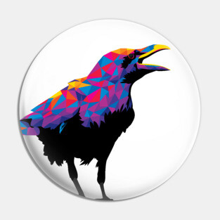 Rainbow Colorful Raven Pin