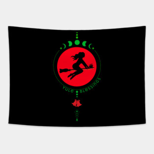 Yule Blessing, witch moon Tapestry
