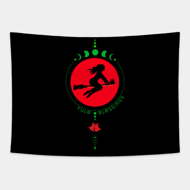 Yule Blessing, witch moon Tapestry by HolidayBug