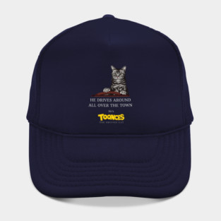 He drives around all over the town - he's Toonces the Driving Cat Hat