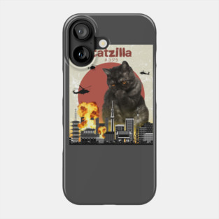Cat Zilla Funny Black Exotic Shorthair Cat T-shirt for animal lovers Phone Case