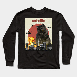 Cat Zilla Funny Black Exotic Shorthair Cat T-shirt for animal lovers Long Sleeve T-Shirt