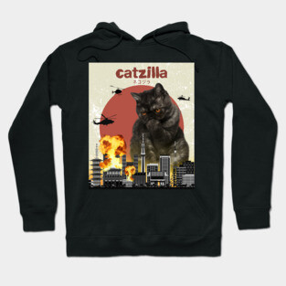 Cat Zilla Funny Black Exotic Shorthair Cat T-shirt for animal lovers Hoodie
