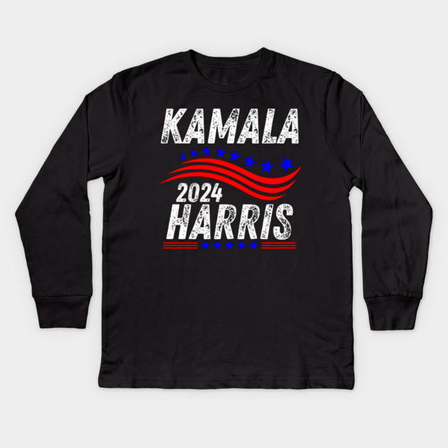 Kamala Harris 2024 Kids Long Sleeve T-Shirt by BlackMeme94