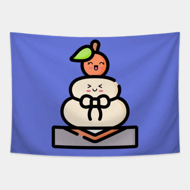 Cute Kawaii Kagami Mochi Tapestry by HolidayBug