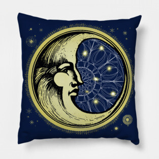 Celestial Antique Engraving Of The Man In The Moon Pillow