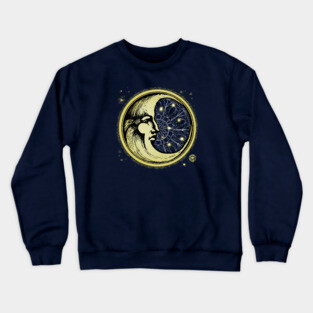 Celestial Antique Engraving Of The Man In The Moon Crewneck Sweatshirt