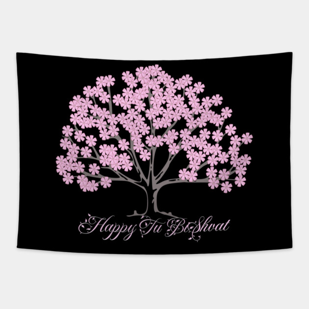 Pink Almond Tree Tu B'Shevat Tapestry by HolidayBug