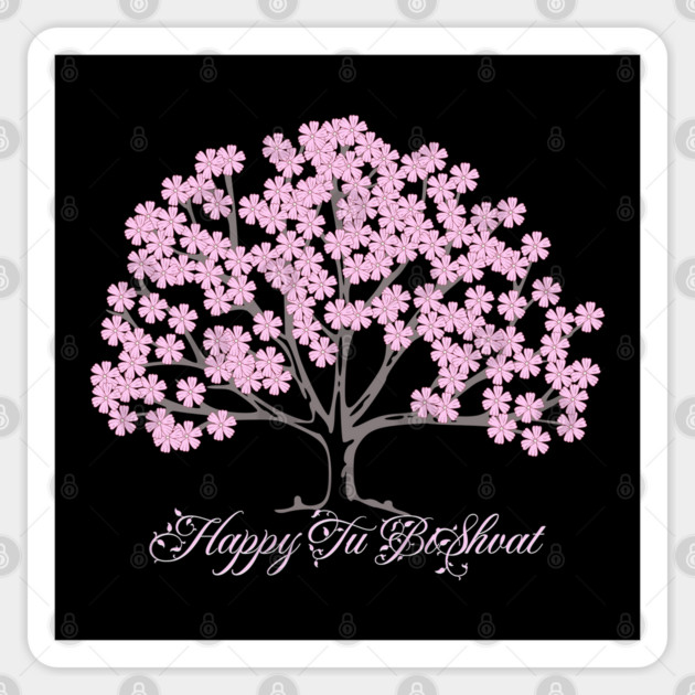 Pink Almond Tree Tu B'Shevat Sticker by HolidayBug