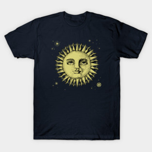 Celestial Antique Sun Engraving With Stars T-Shirt