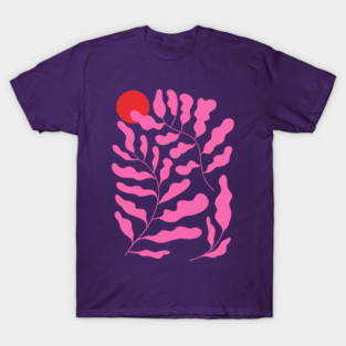 Funky Pink Purple Plants illustration. Abstract Matisse Inspired Art T-Shirt