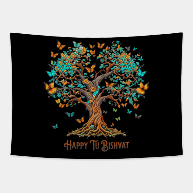 Tu B'Shevat Butterfly Tree Tapestry by HolidayBug
