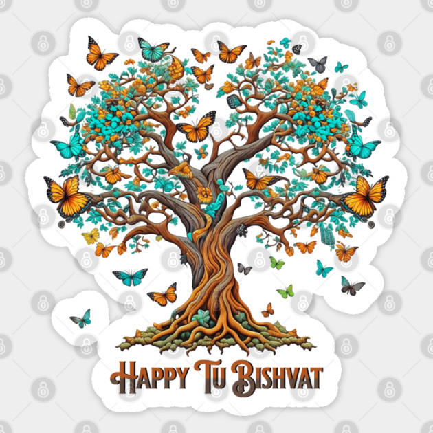 Tu B'Shevat Butterfly Tree Sticker by HolidayBug