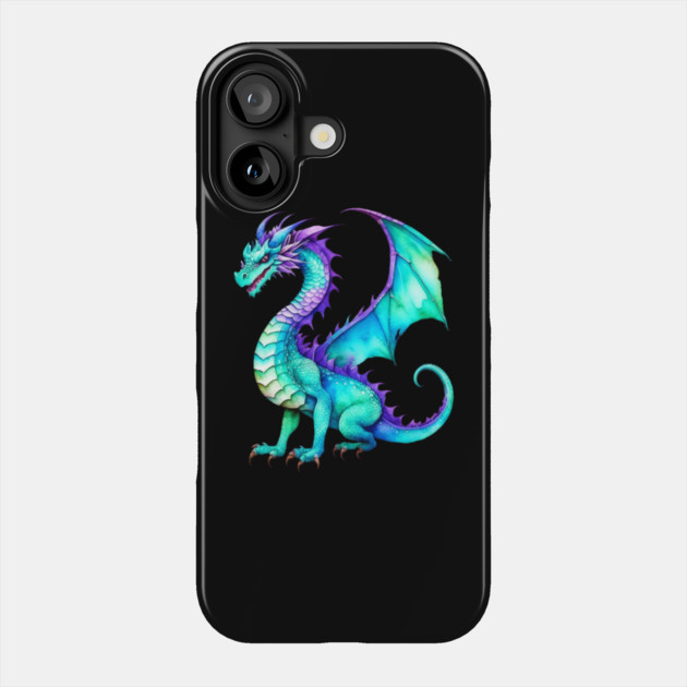 Purple and Teal Watercolor Dragon Phone Case by HolidayBug