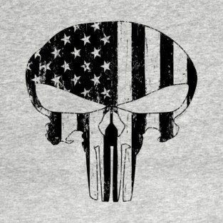 Black American Flag Skull T-Shirt
