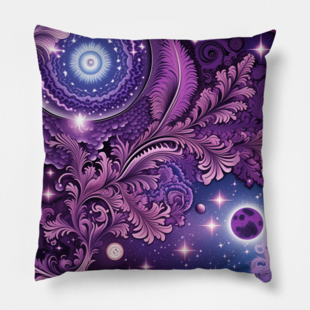Other Worldly Designs- nebulas, stars, galaxies, planets with feathers Pillow by BirdsnStuff