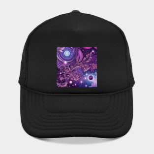 Other Worldly Designs- nebulas, stars, galaxies, planets with feathers Hat