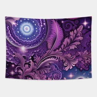 Other Worldly Designs- nebulas, stars, galaxies, planets with feathers Tapestry