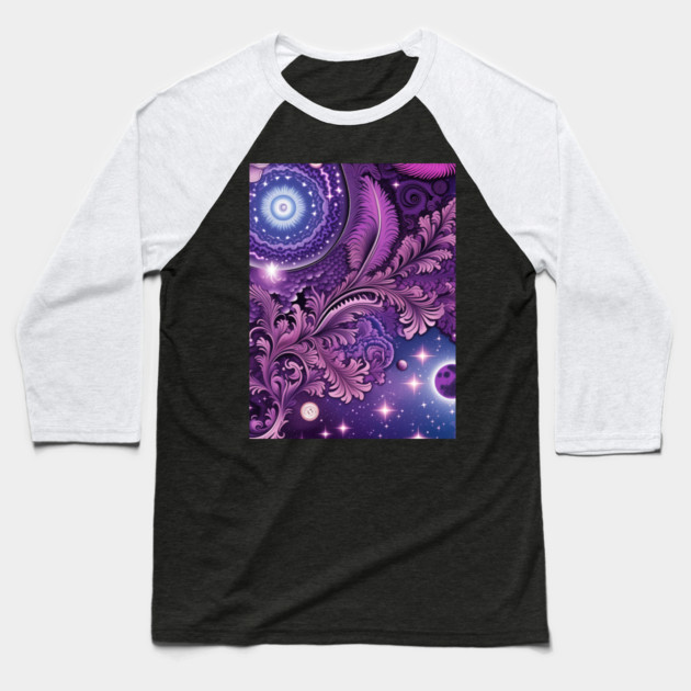 Other Worldly Designs- nebulas, stars, galaxies, planets with feathers Baseball T-Shirt by BirdsnStuff